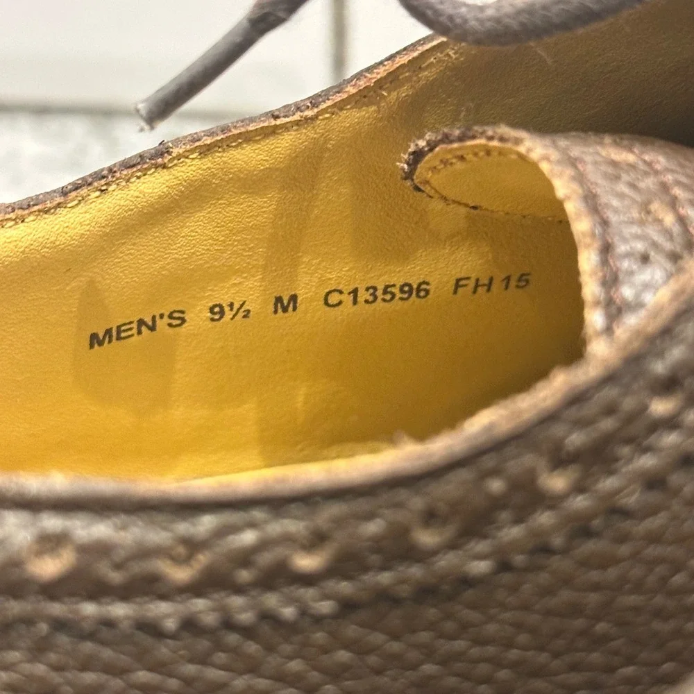 Cole Haan Mens 9.5‎ Wingtip Oxford Brown Pebbled Leather Brogue C13596 Preppy